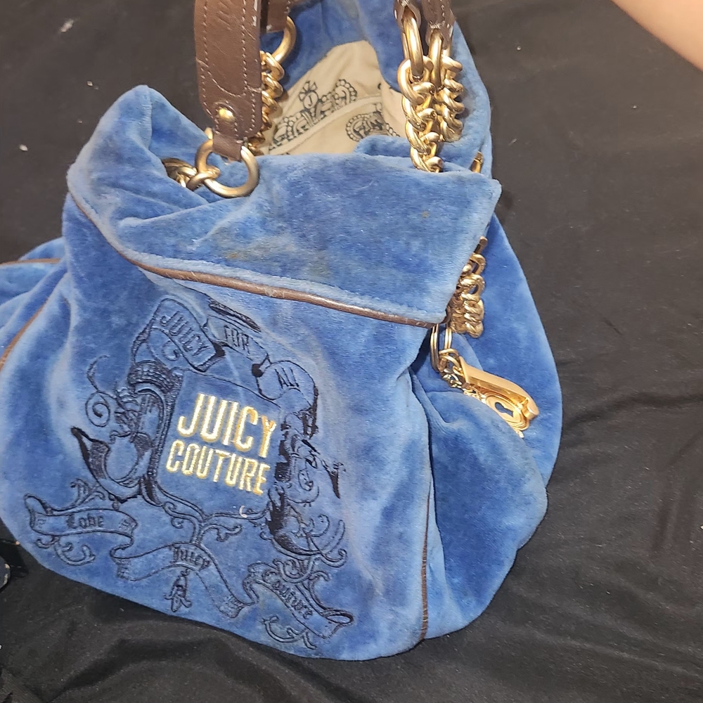 Juicy Couture Royal Blue Velvet Shoulder Bag
